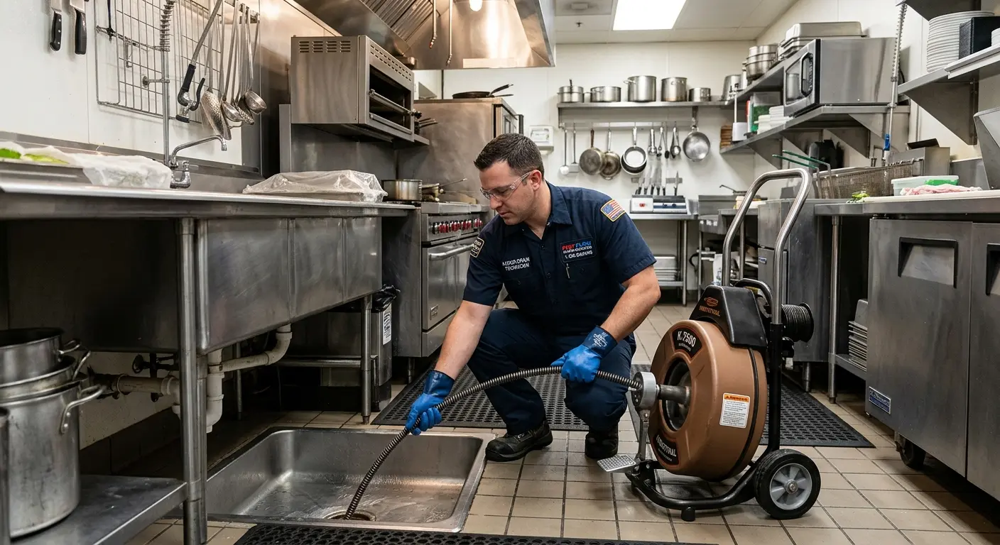 Commercial drain cleaning service in a restaurant kitchen in Dunmore